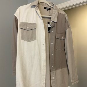 missguided denim patchwork dress